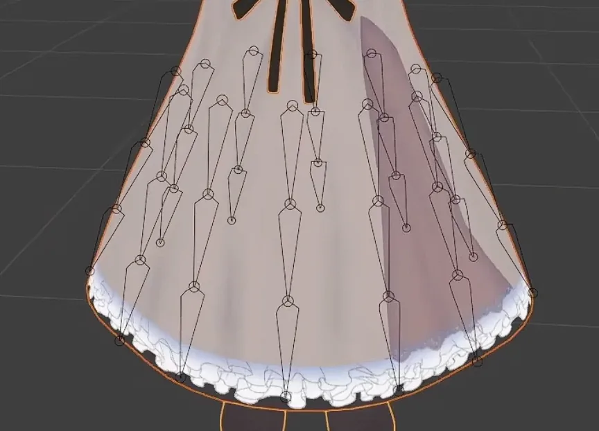 An independent bone chain laid along the skirt